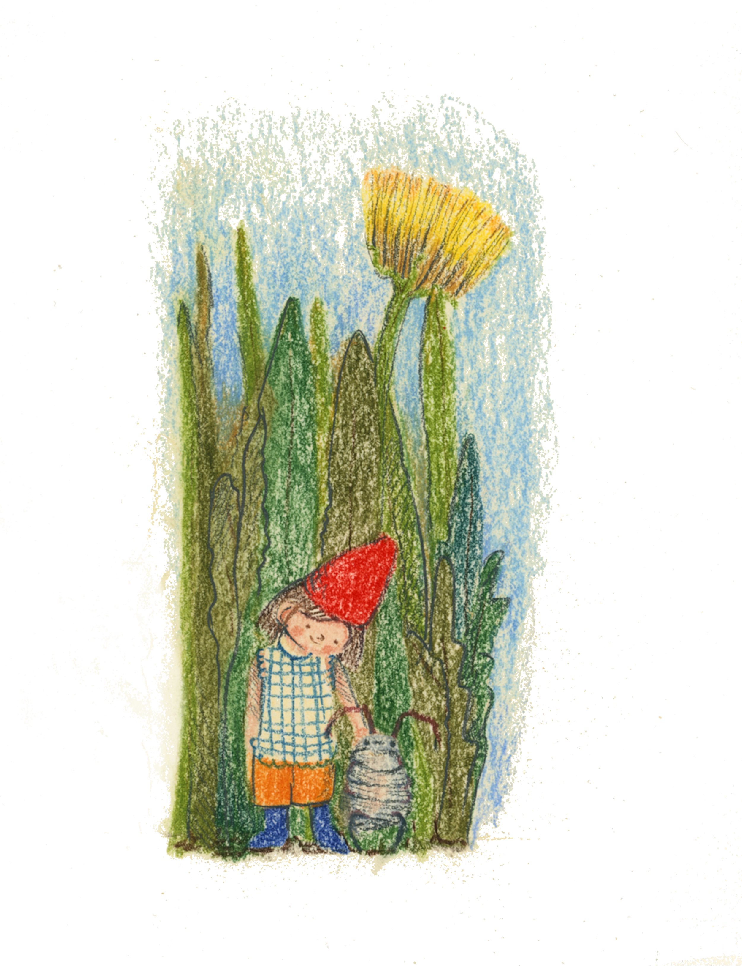 Pola and Bolita are posing for a family portrait. Pastel pencil and color pencil 