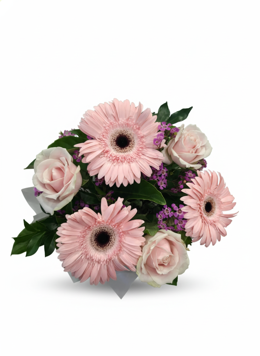 Gerbera and Pink Roses - Blushing Charm.png