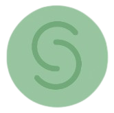 Circle with a stylized letter S inside, green background