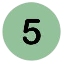 Green circle with the number 5 in black.