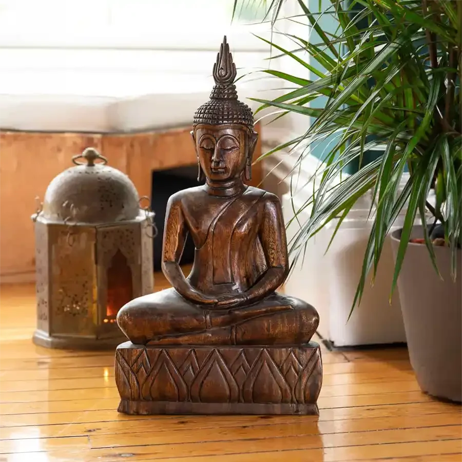 Buddha statue in yoga studio at Woll Estate Retreats