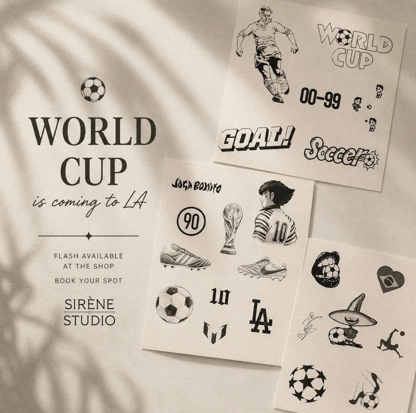 ⚽️ WORLD CUP FLASH EVENT ⚽️

 We&rsquo;re dropping a lineup of world cup inspired flash designs for soccer fans, players, and anyone who loves the game! 

swing by to ask for an inquiry or call the shop and chat with one of our artist. 

📆 now - end