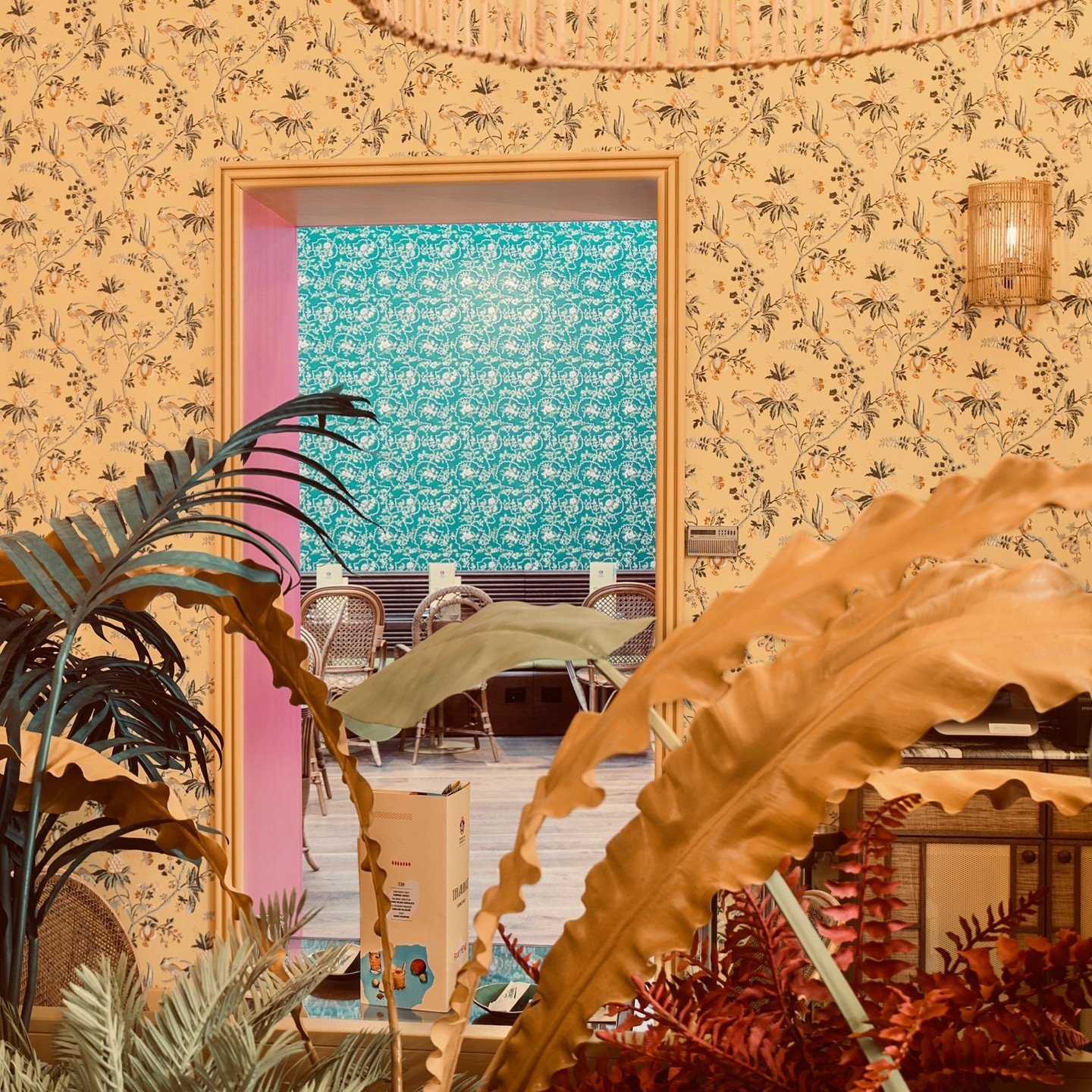 Hidden in the jungle...

This wallpaper was originally a printed 18th-century wallpaper that was reused for a stage costume. The costume is preserved in @lamaisonpierrefrey archives. 

Interior by @blessedspaces 

A colorful jungle by @bluevelvetsetd