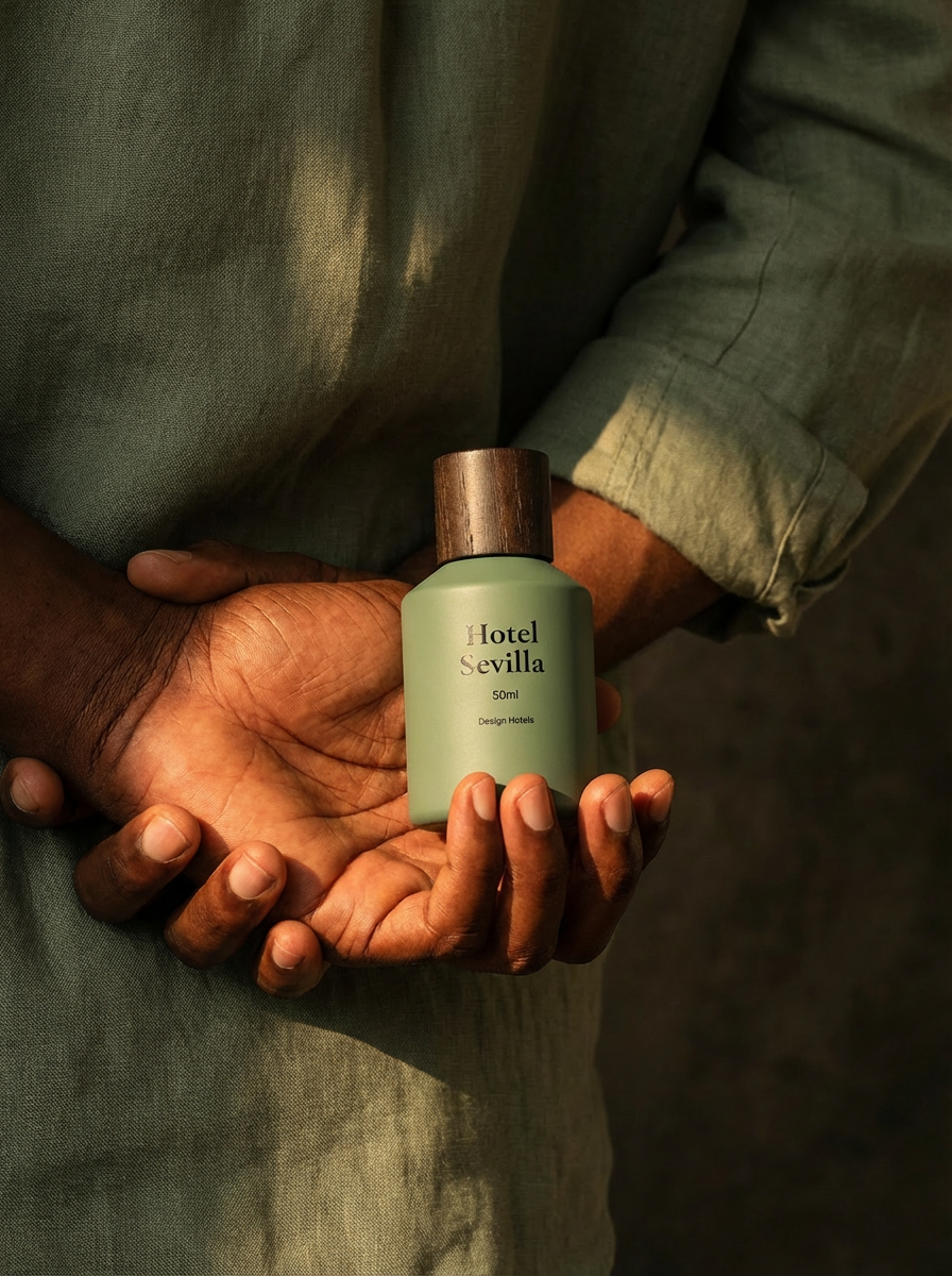 Firefly_Gemini Flash_Using the first image's perfume bottle design, create a commercial photo that resembl 827355 (2).png