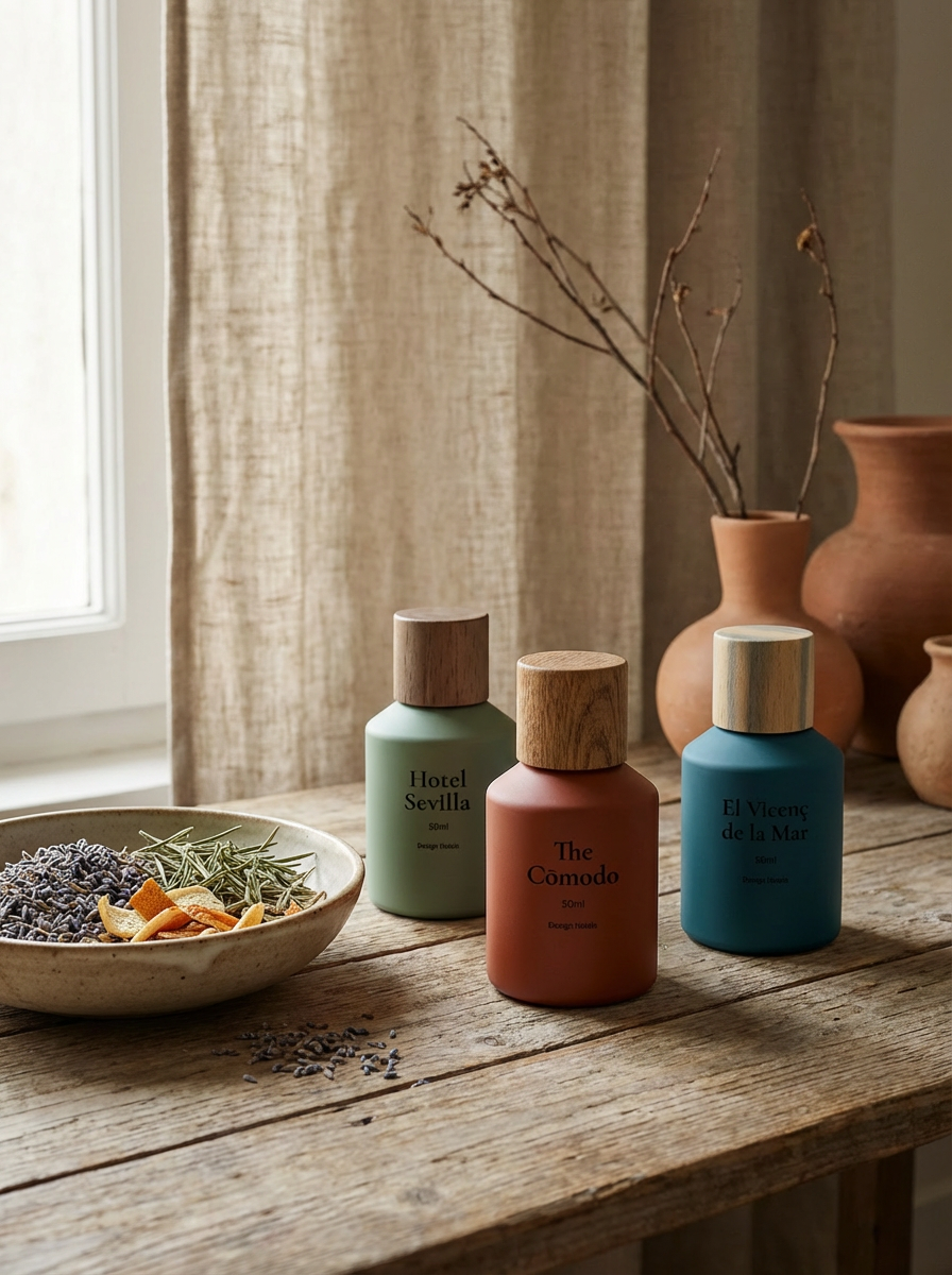 Firefly_Gemini Flash_Create an advertising photo for the perfume collection. Aesop or Loewe style.  672816.png