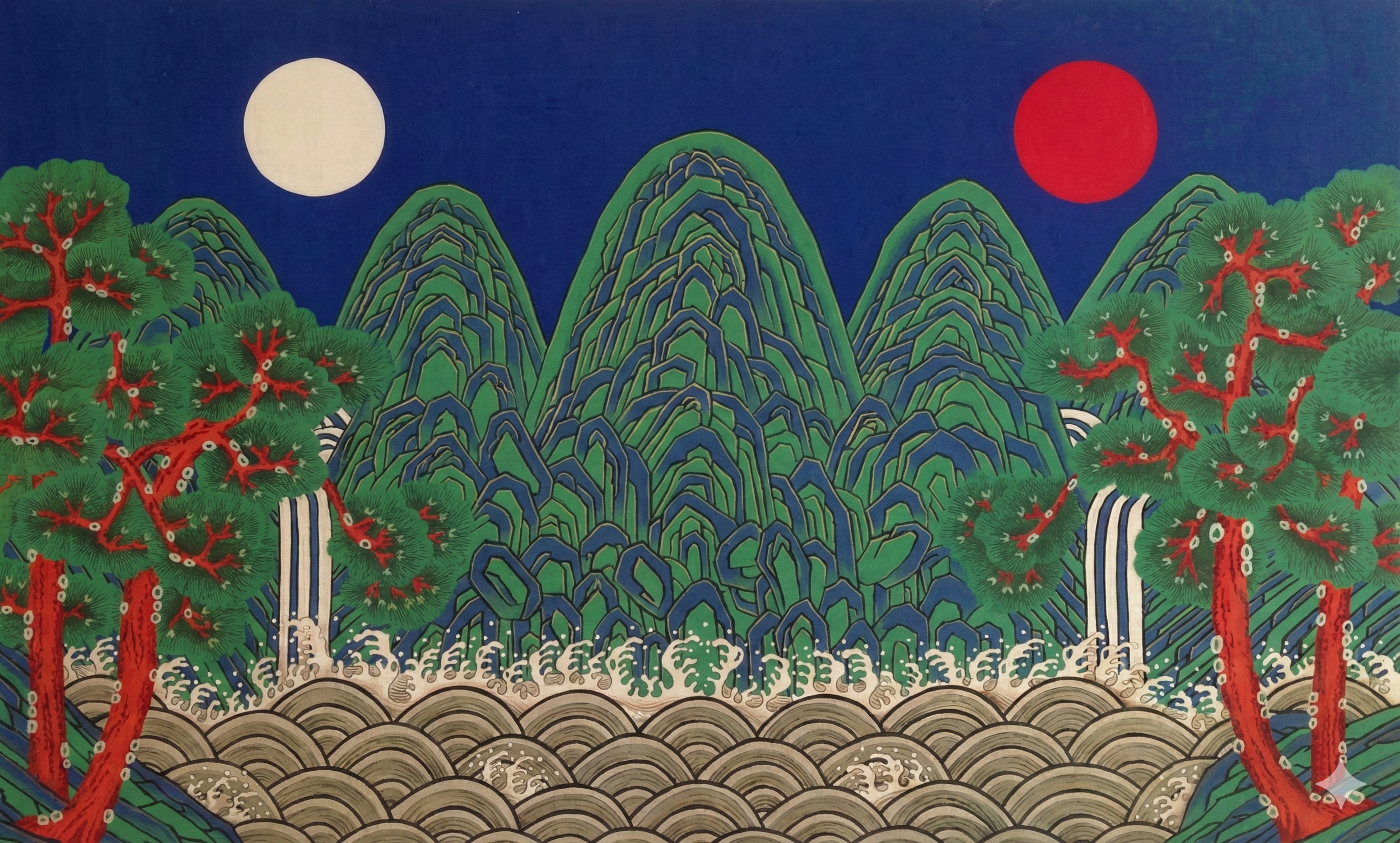 Inspiration Source: Ilwolobongdo (Sun and Moon, and Five Peaks), a Traditional Korean Royal Painting symbolizing eternity and majesty.