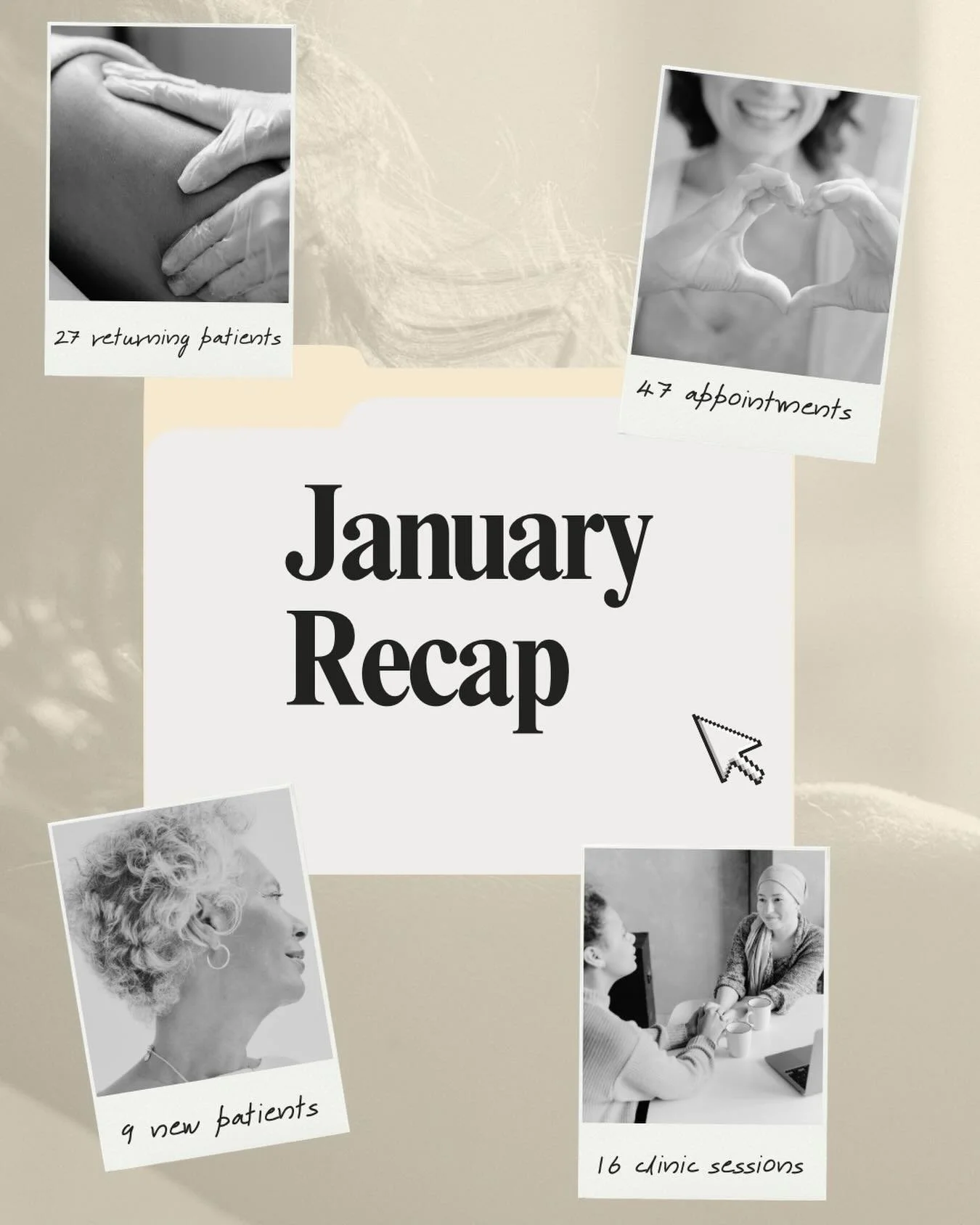January being the busiest month ever was not on our 2026 bingo card 😳

9 New Patients
27 Returning Patients
16 Clinic Days
47 Appointments

Thank you so much to everyone who&rsquo;s booked in, and rebooked! We&rsquo;re so grateful!

#SmallBusiness
#