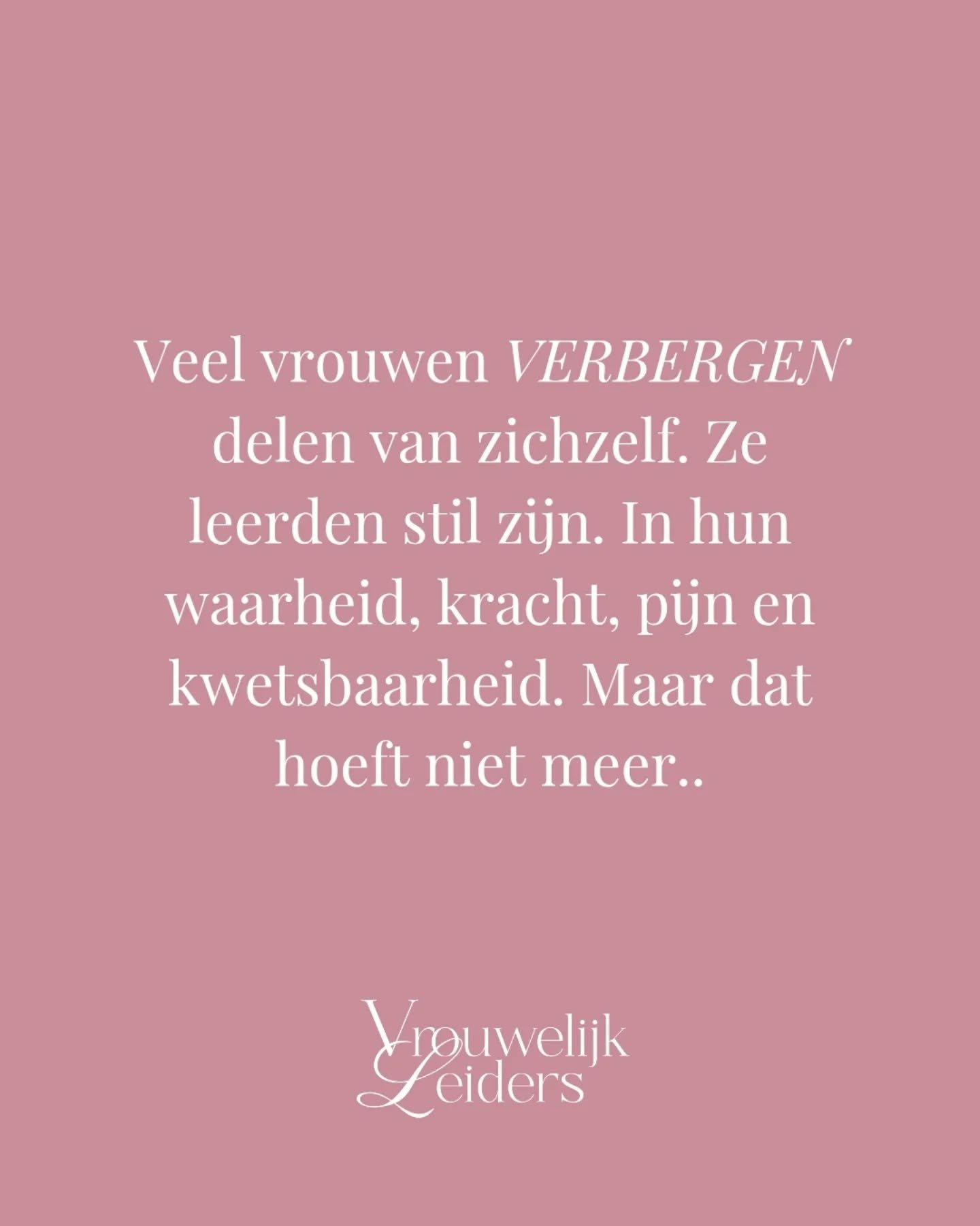 Veel vrouwen durven zichzelf niet h&eacute;lemaal te laten zien. Uit angst t&eacute; veel te zijn. Er niet bij te horen. Herkenbaar?

Jezelf verstoppen brengt je niet waar jij echt naar verlangt: Verbinding. Geliefd en gezien worden om wie je &eacute