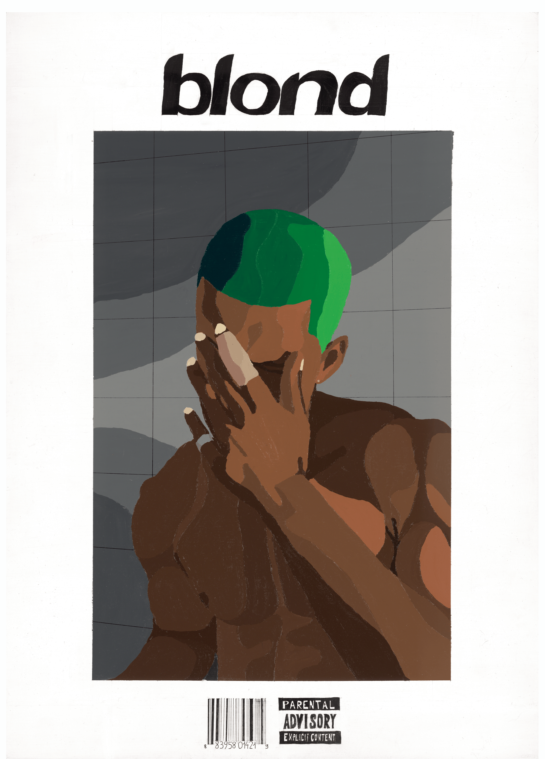Frank Ocean, Blonde, Art urbain, Peinture acrylique, Musique R&B, Décoration contemporaine.