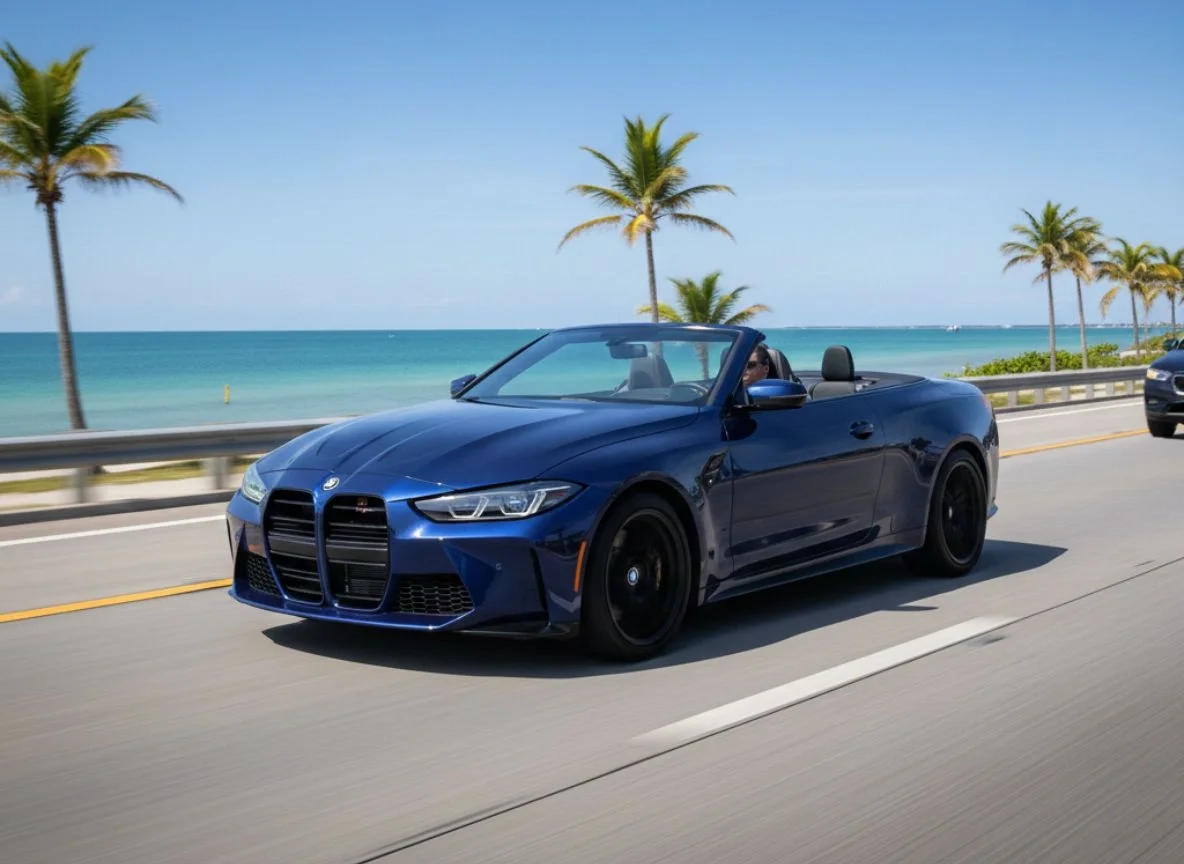 Sarasota Motor Club - BMW M4 Competition X-Drive rental Sarasota - Blue BMW M4 Competition X-Drive sports car available for rental in Sarasota