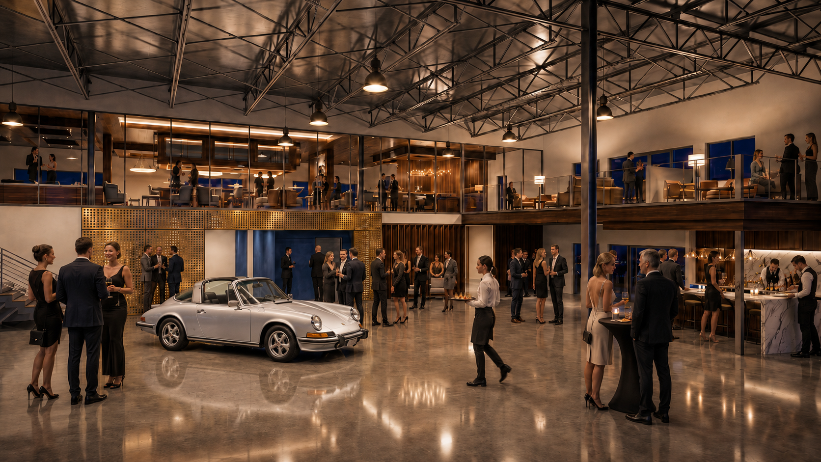Guests networking over cocktails at Sarasota Motor Club