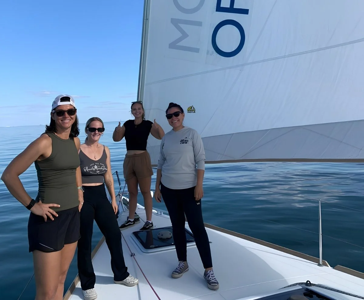A team enjoying a sailing outing
