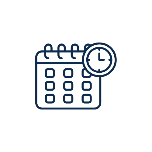 Calendar with a clock indicating scheduled time