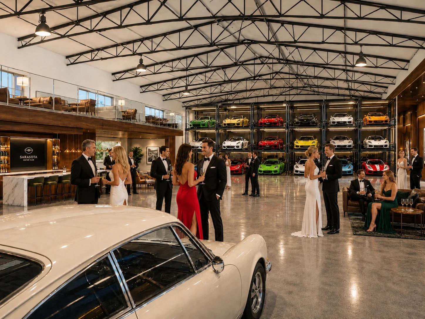 Guests viewing vehicles in the gallery