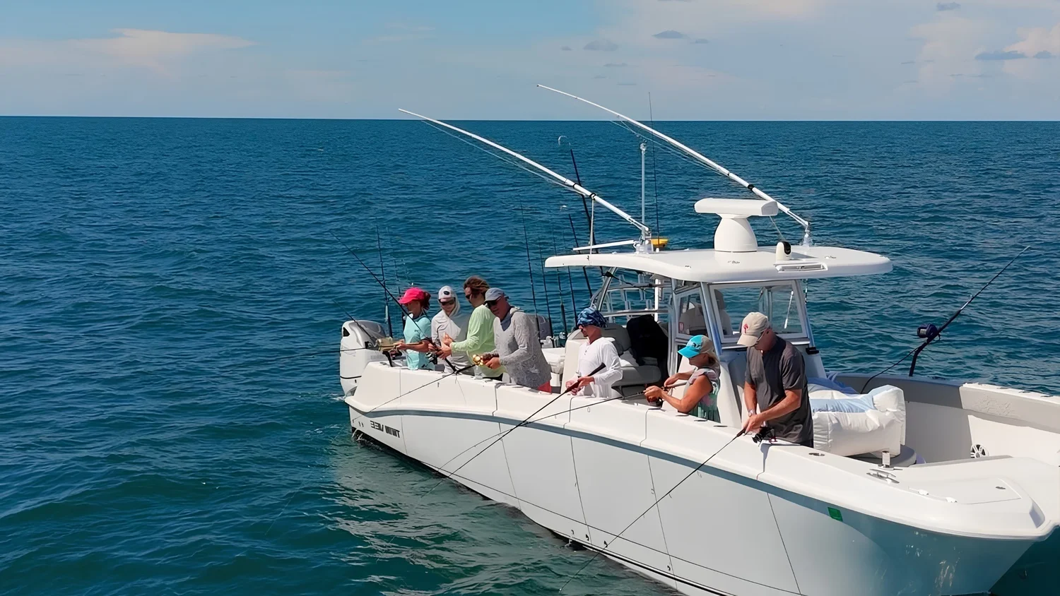 Off Script, the 38-foot Twin Vee power catamaran, on the Gulf