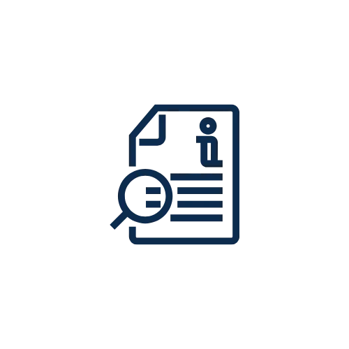 Icon of a document with a magnifying glass over it.
