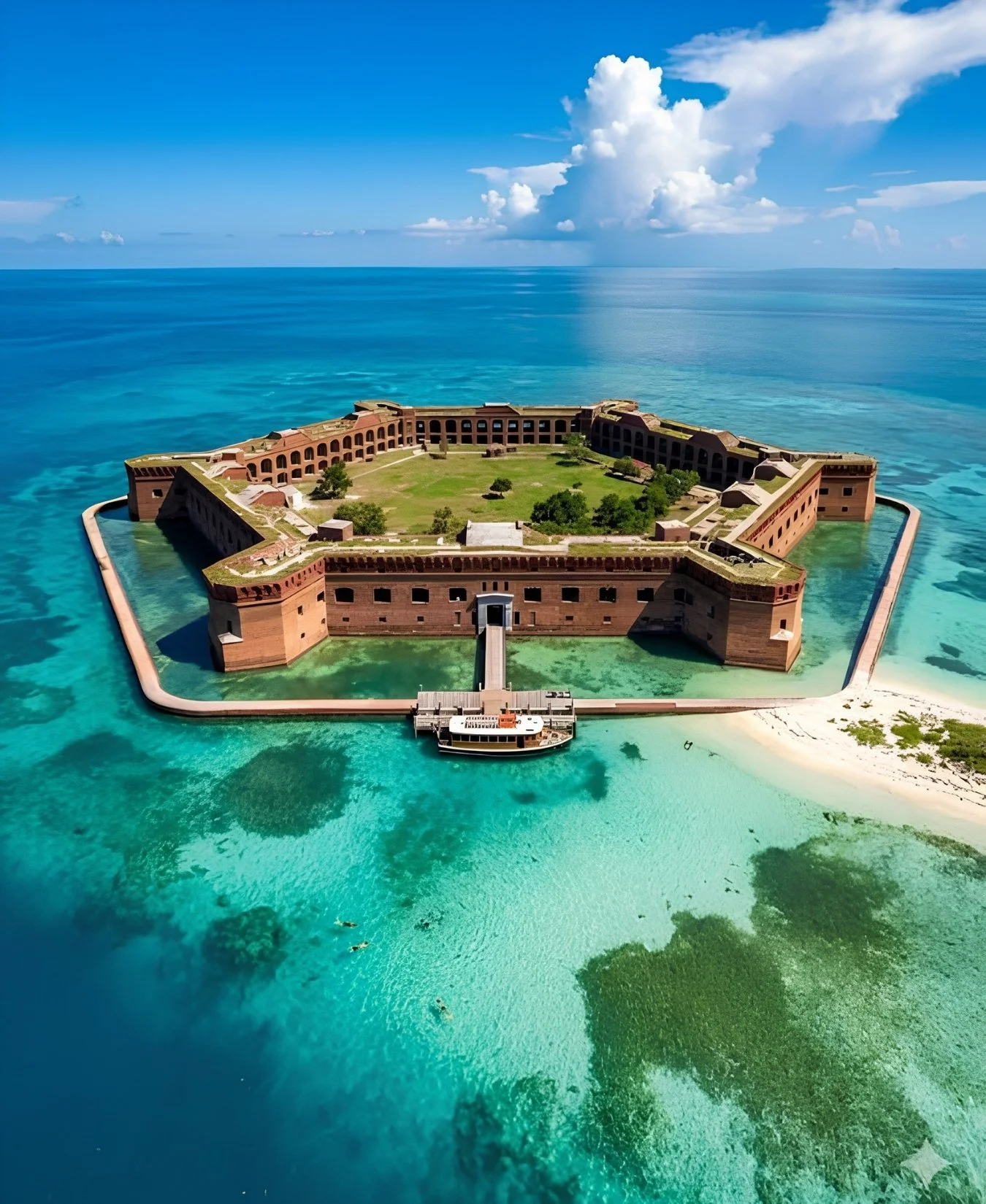 Fort Jefferson rodeado por el Golfo de México en Dry Tortugas