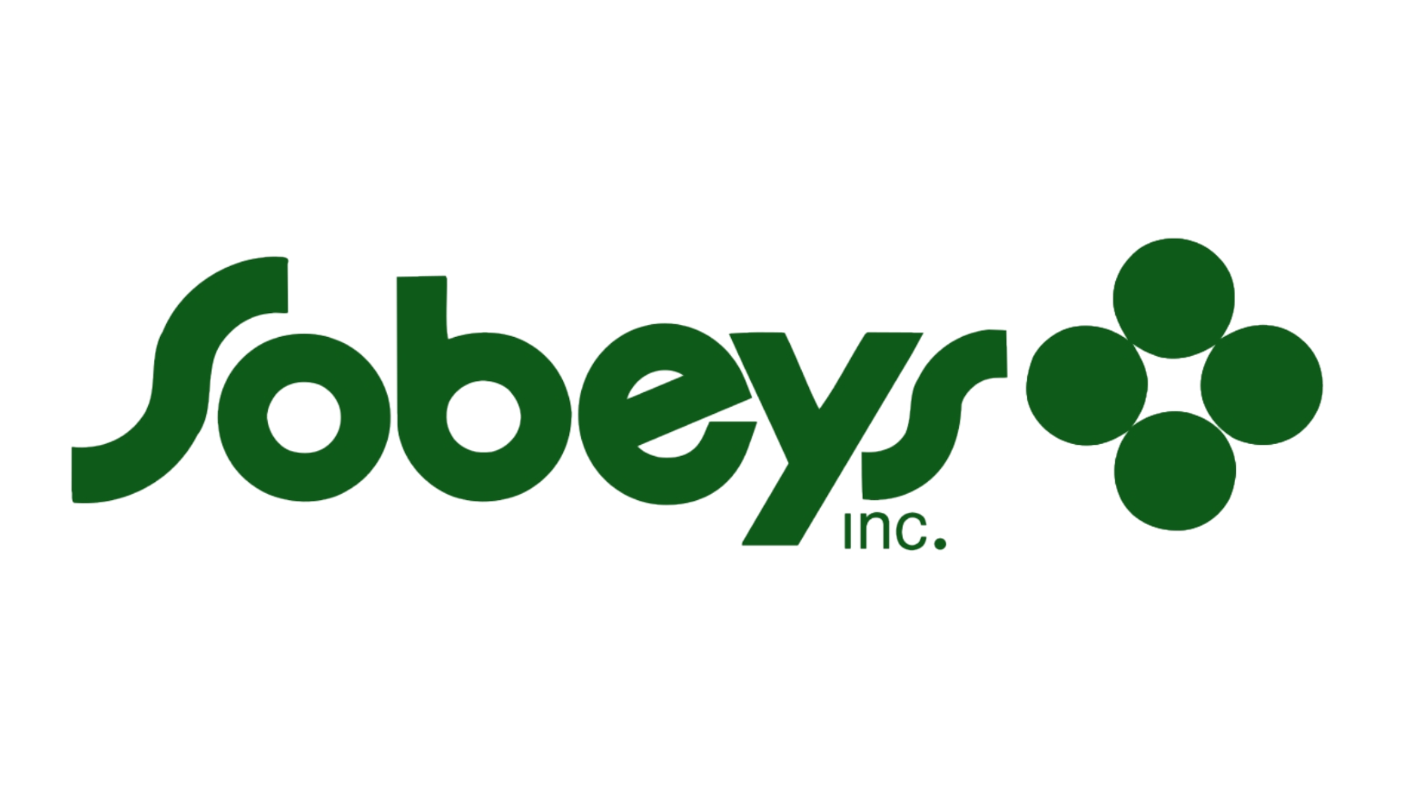 Logo of Sobeys Inc. with green text and a cluster of four green circles to the right of the text.