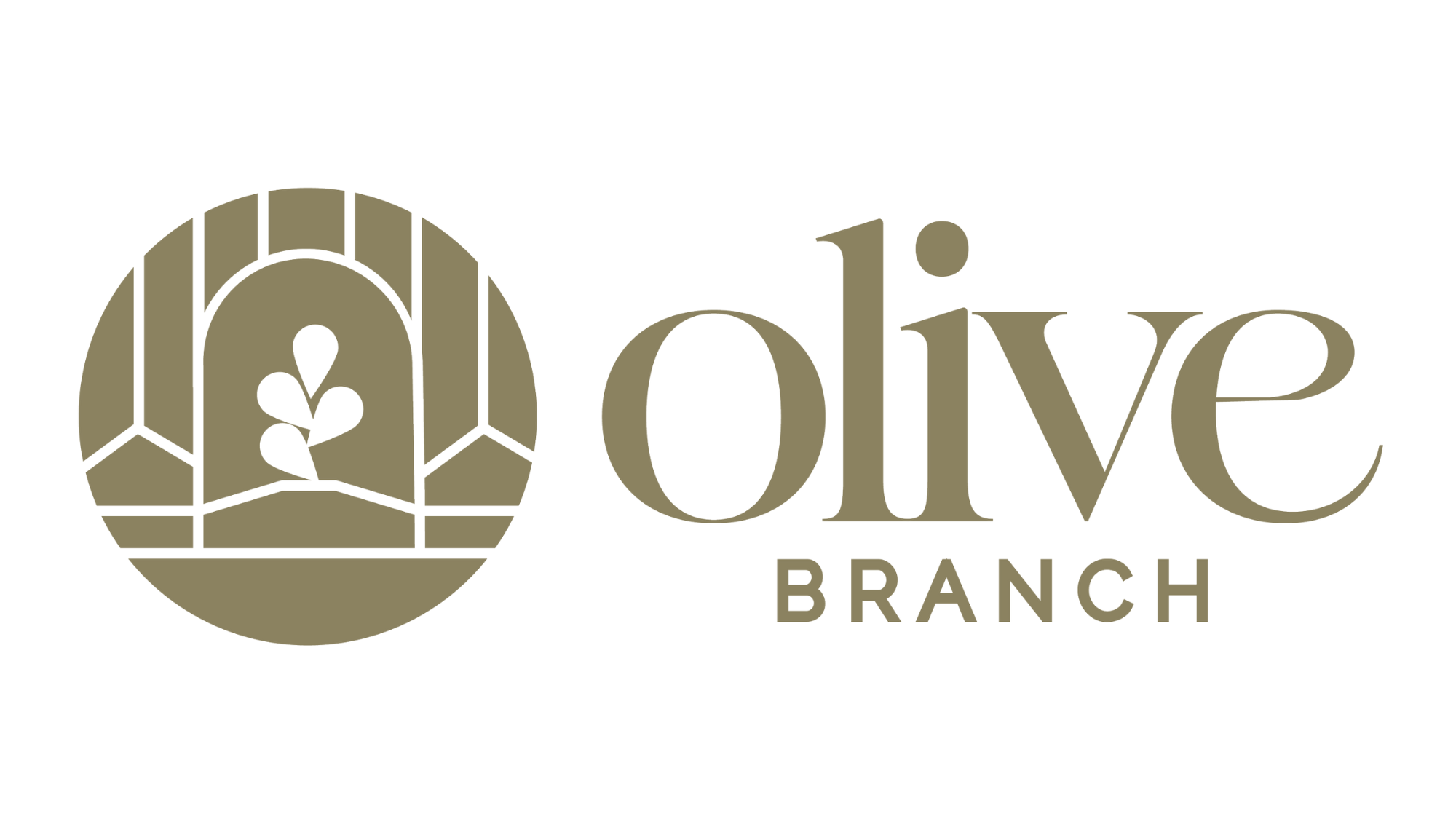 Olive Branch logo with a stylized olive branch inside a circular frame and the words 'olive BRANCH' beside it