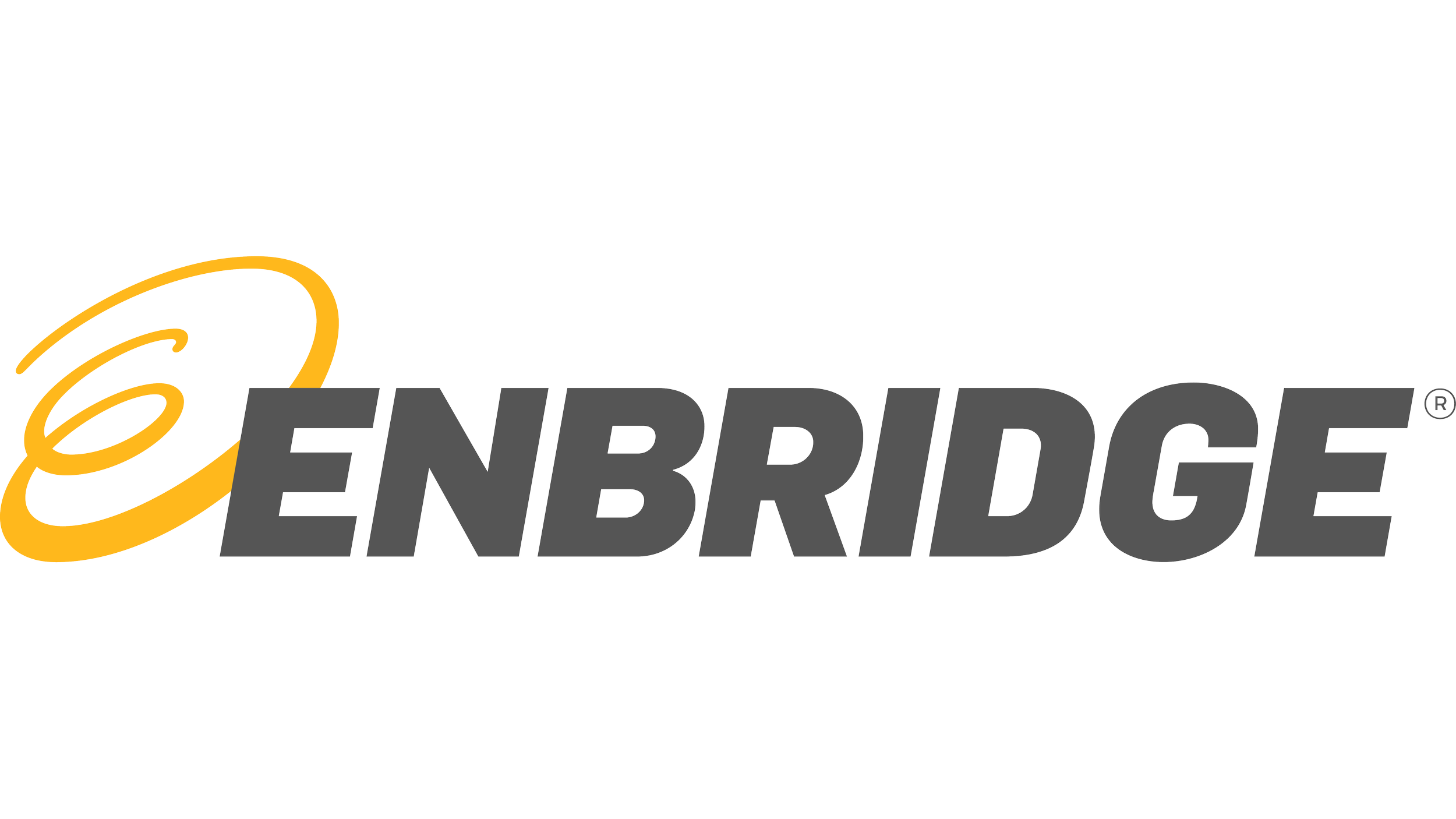 Enbridge logo with a stylized yellow orange swirl and the company name in bold gray letters.