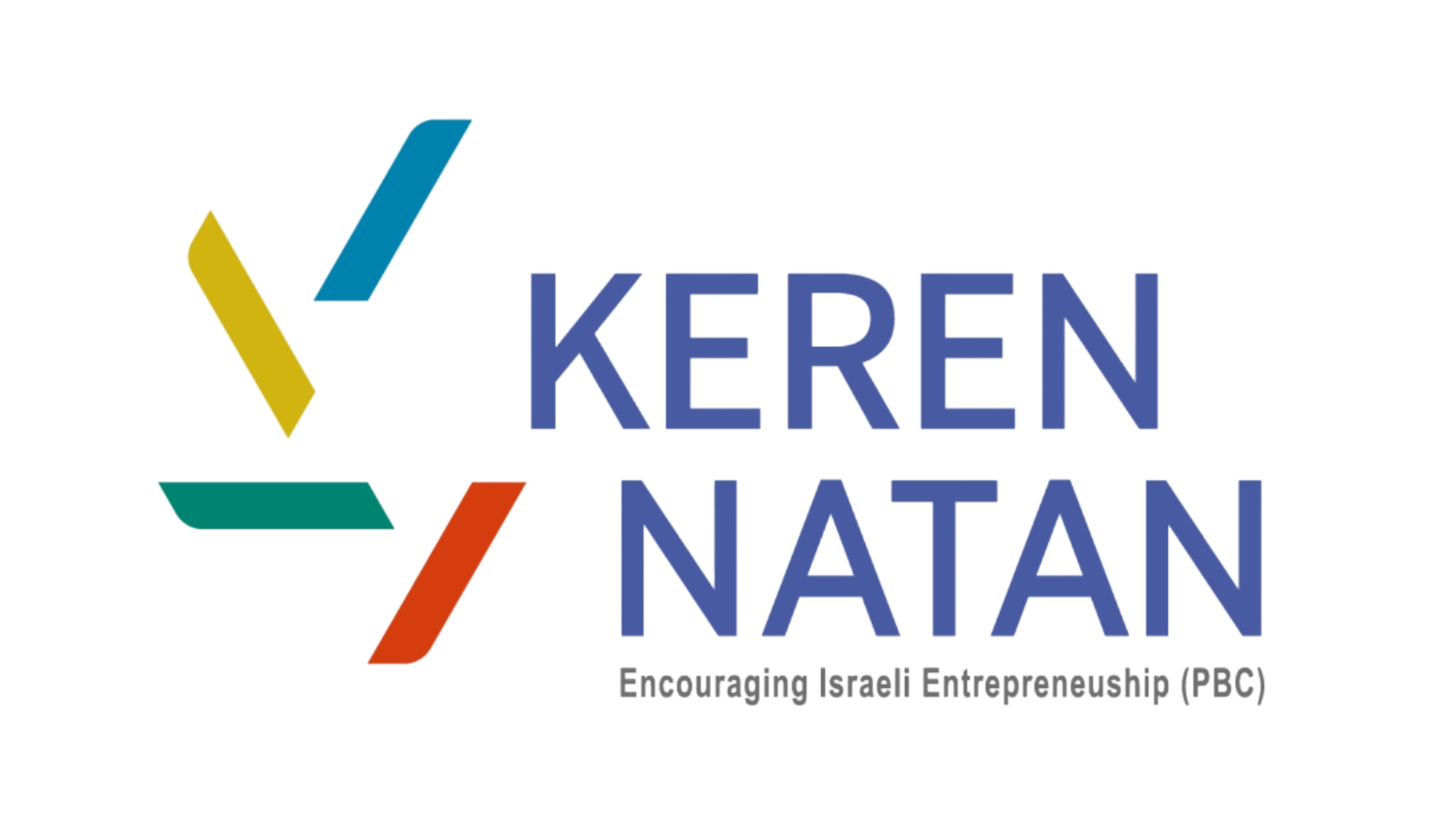 Logo of Keren Natan, Encouraging Israeli Entrepreneurship, featuring colorful geometric shapes and bold text.