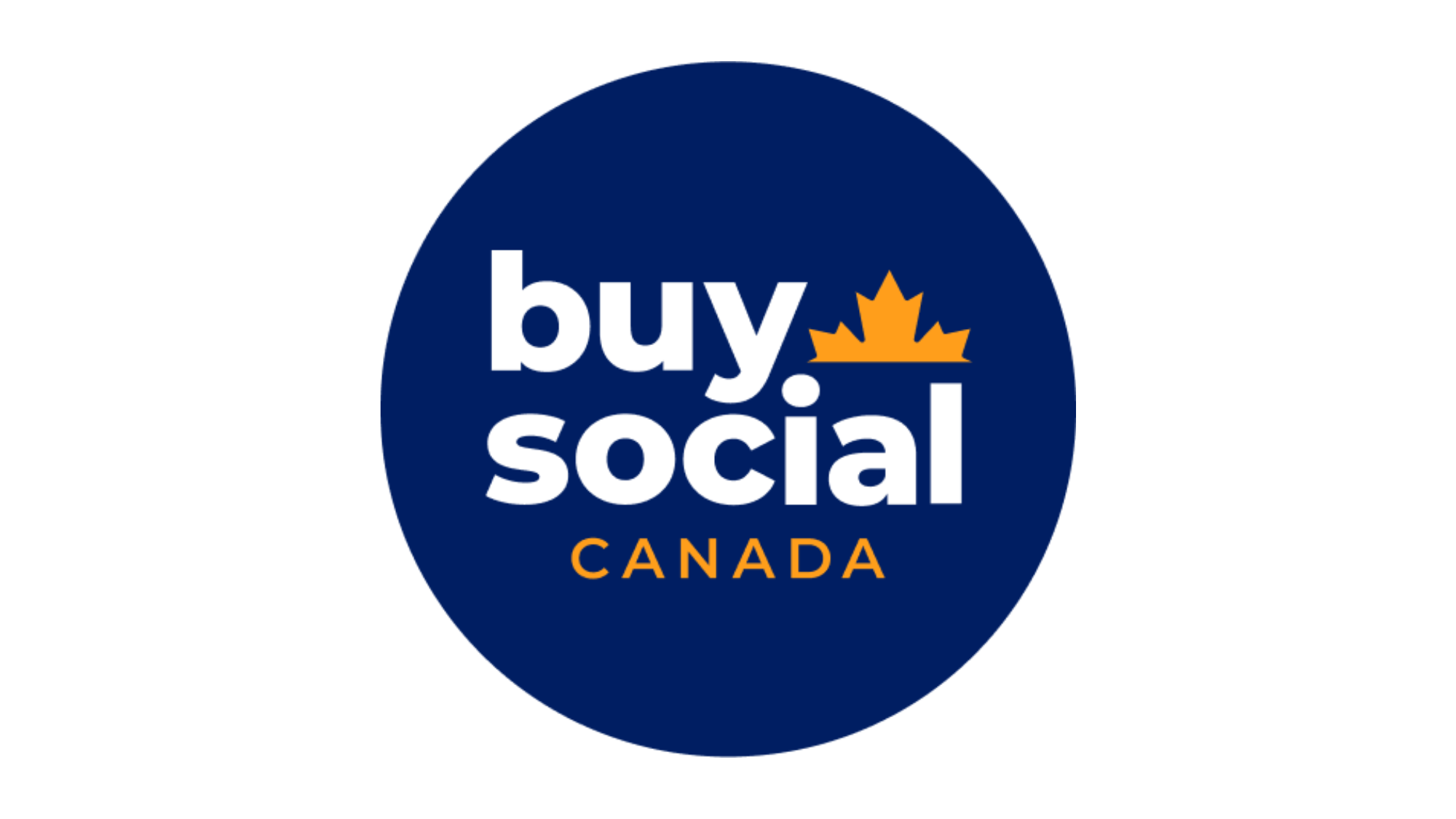 Buy Social Canada logo in a dark blue circle with white and orange text and a maple leaf icon.