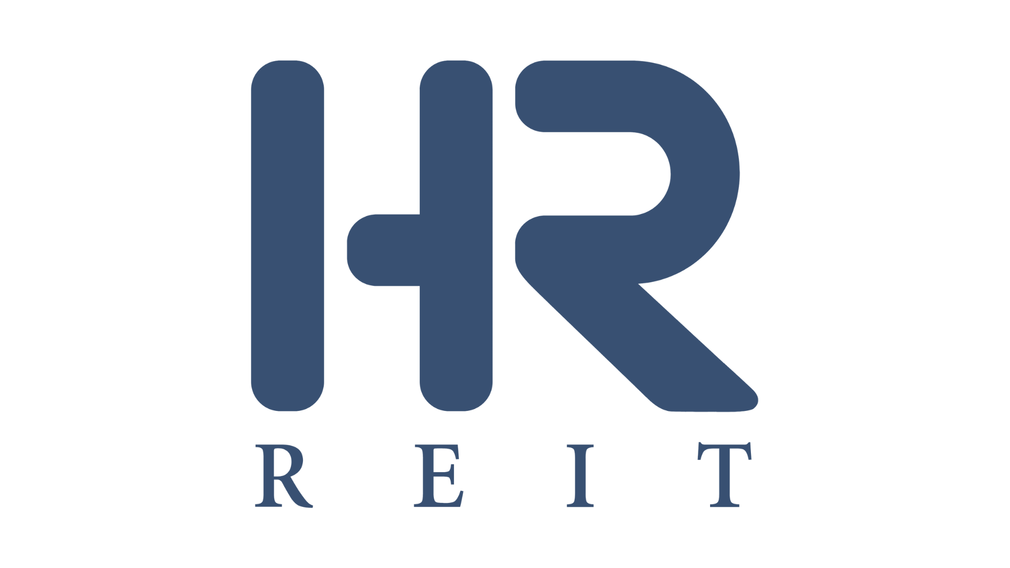 Logo with the letters 'H', 'R', and 'T' in large, stylized navy blue font, and the word 'REIT' spelled out below in smaller navy blue letters.