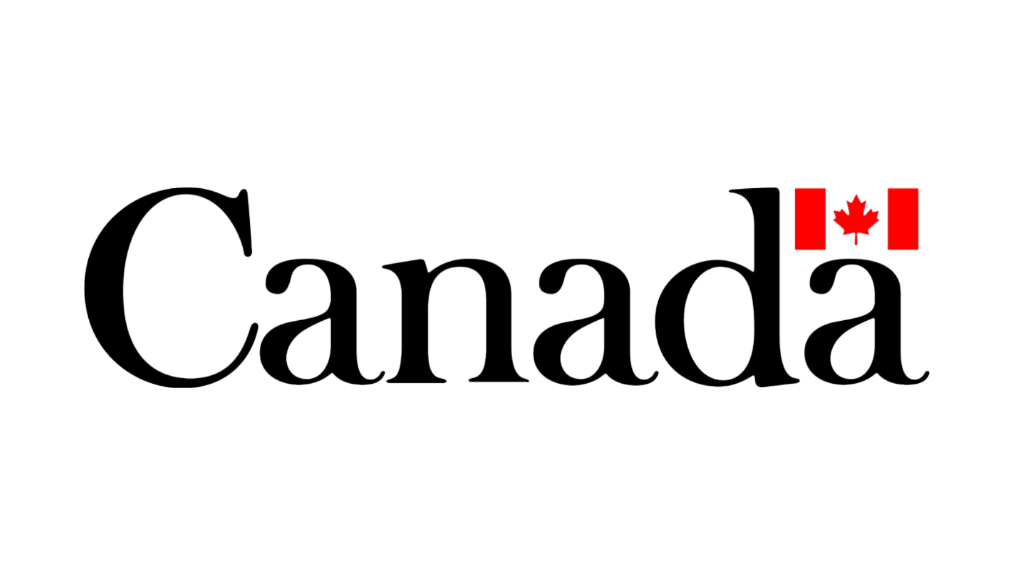 The word 'Canada' written in black with a small red Canadian flag replacing the apostrophe, on a white background.