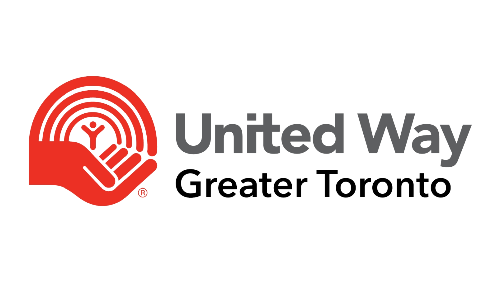 United Way Greater Toronto logo with a red hand holding a rainbow and a person in the center