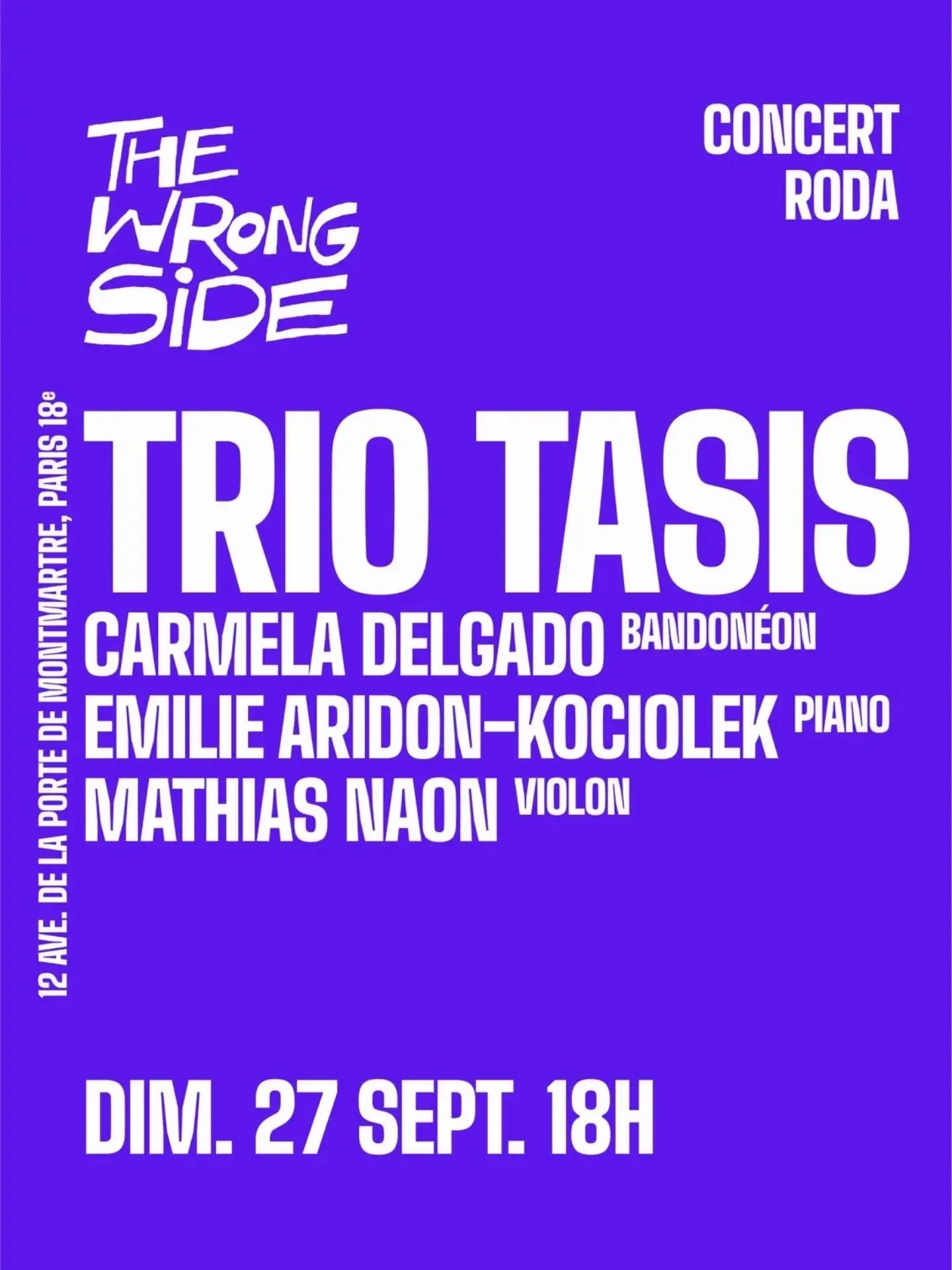 Les @triotasis seront &agrave; Paris ce dimanche ❤️
Concert &amp; Roda 🔥

👉🏼 Billetterie en bio ✨