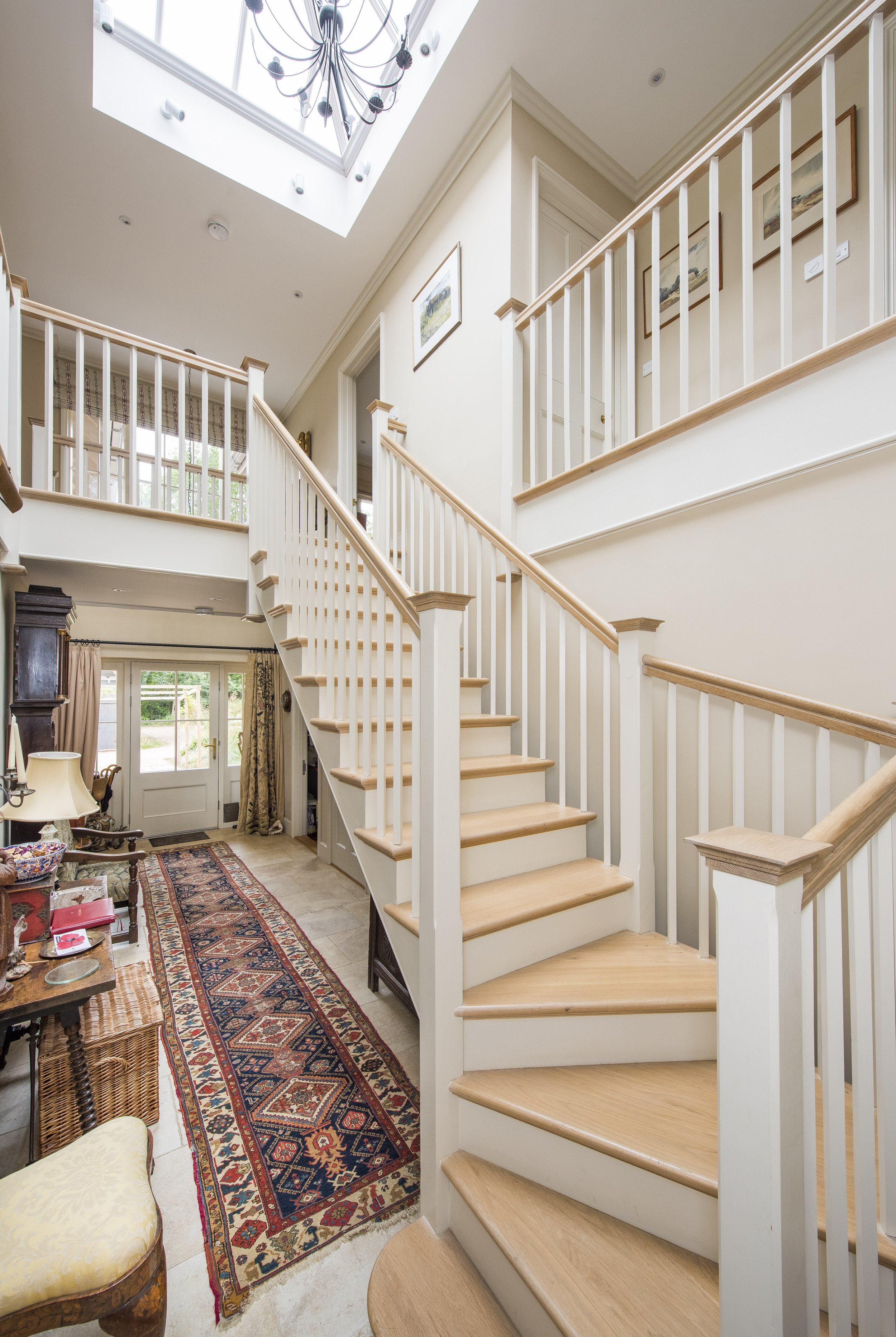 Arts & Crafts new build house interior stairs