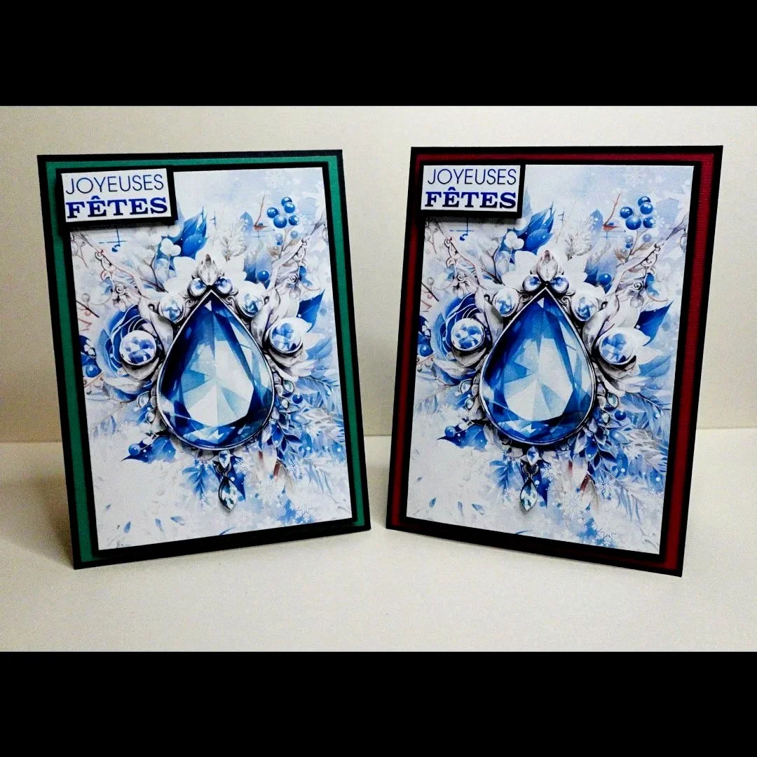 Carte "Joyaux de Noël" - 1 emplacement photo  - 2 couleurs