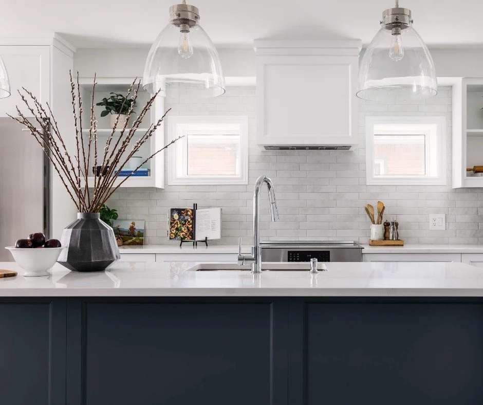 Lack of storage is one of the biggest complaints we hear from our clients.

If your space lacks storage, things can become cluttered and overwhelming.

For this kitchen project we added a ton of storage by using custom cabinetry to create a place for
