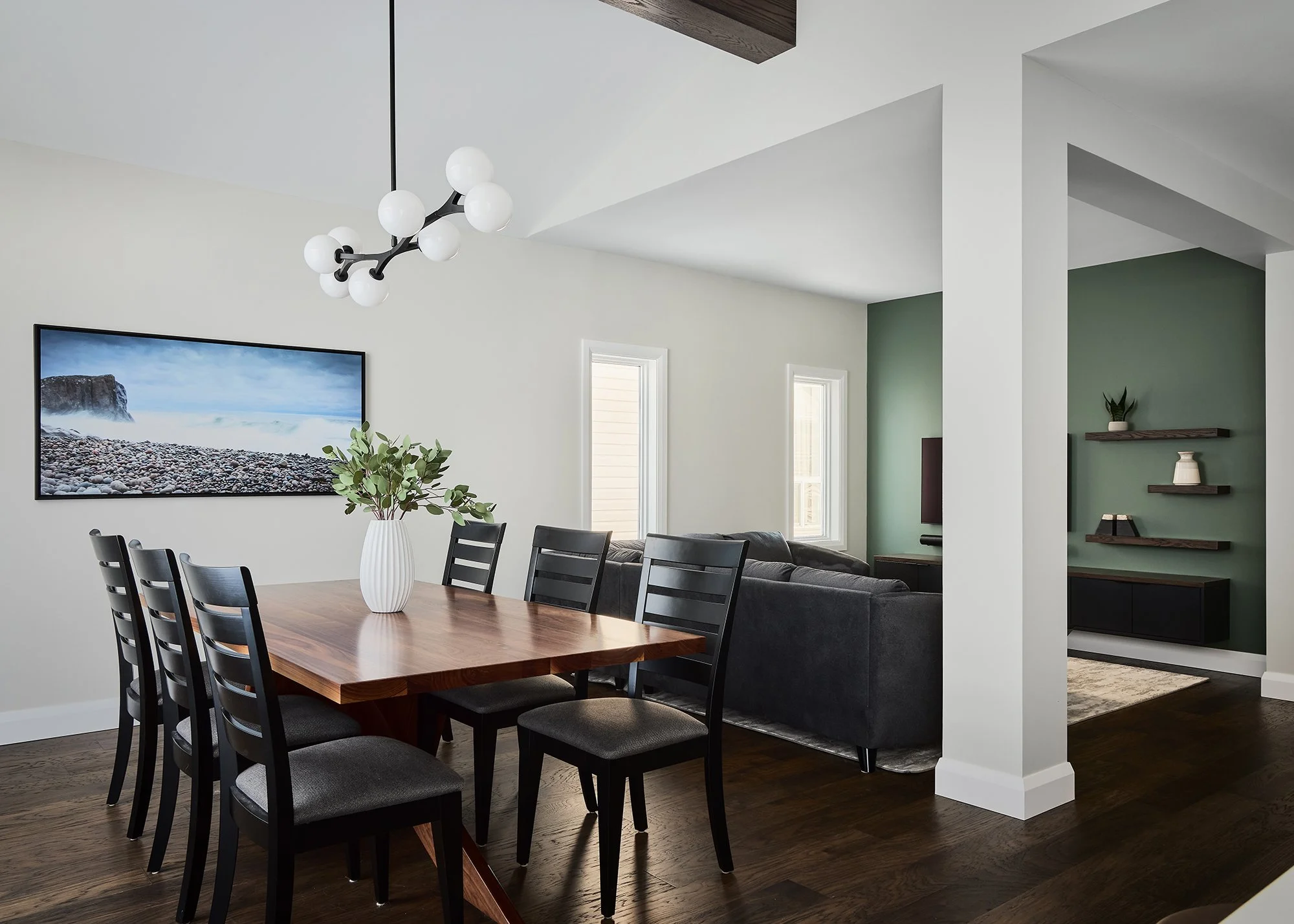 Main floor renovation in Ottawa featuring a new custom kitchen, large dining room and cozy family room. 