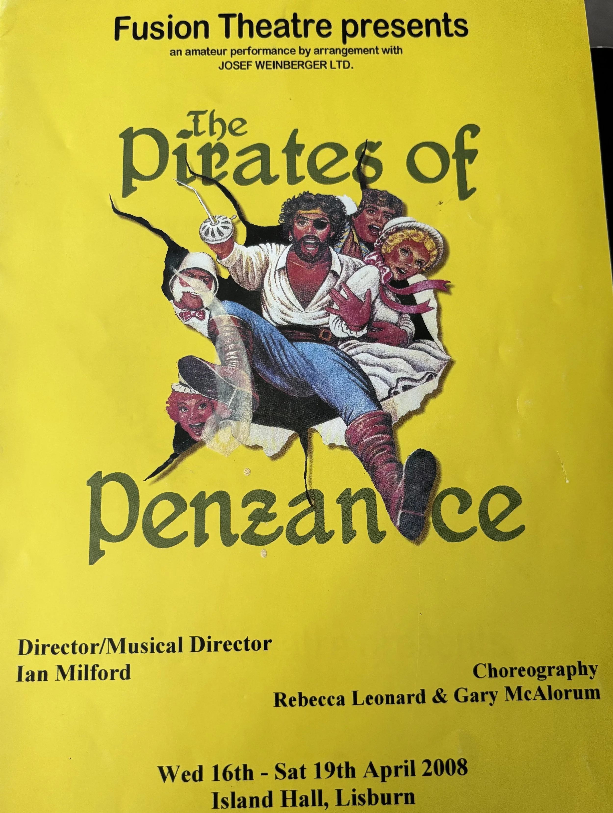 Illustration of the title 'The Pirates of Penzance' with a pirate theme