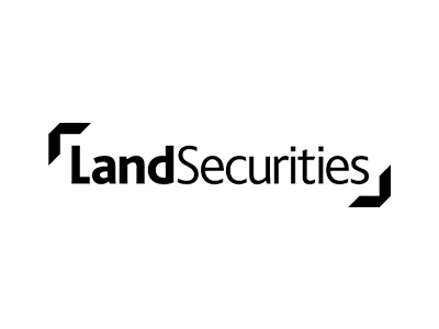 Land Securities logo in black and white with stylized text.