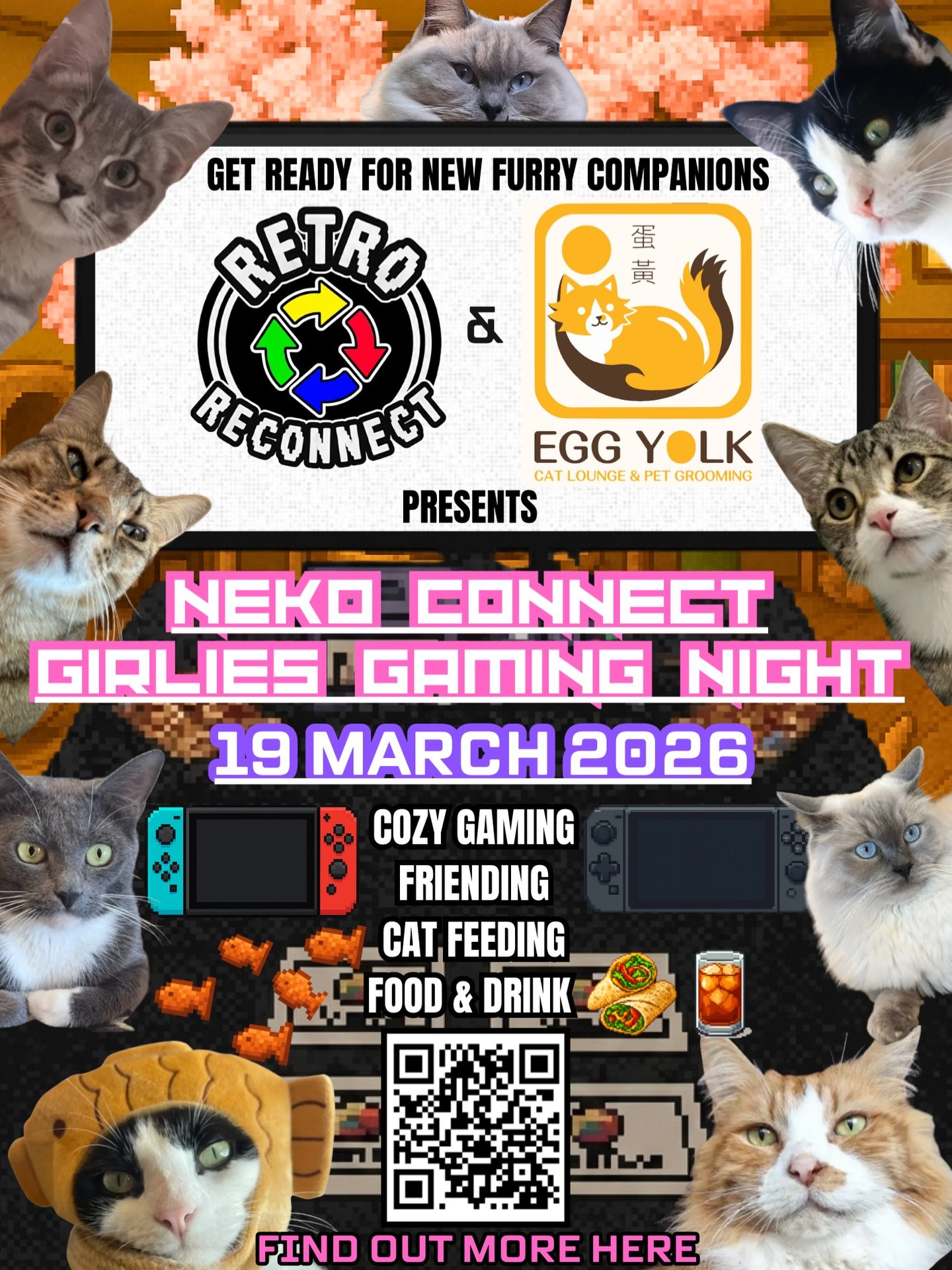 👋 Welcome to @eggyolk_catlounge 😸 We&rsquo;ve got a super exciting collab for all the Gamer Girls into Cozy Games 🥰 You&rsquo;ll have a wonderful time befriending adorable cats &amp; fellow cat lovers whilst gaming! Enjoy cat feeding opportunities