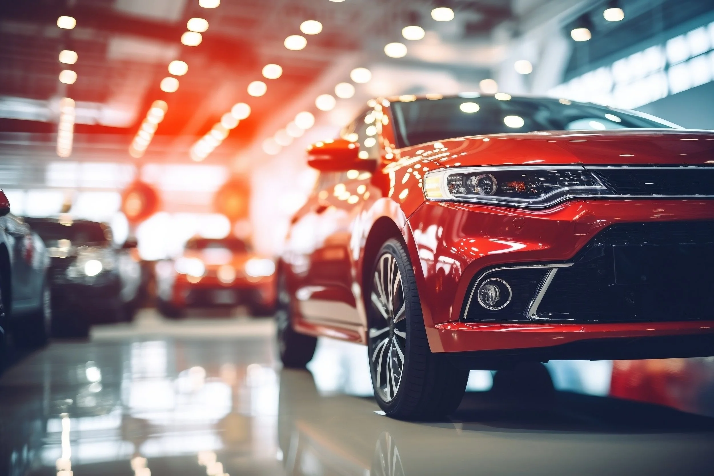 Car in a busy collision center, illustrating the need for a scalable repair team during peak seasons