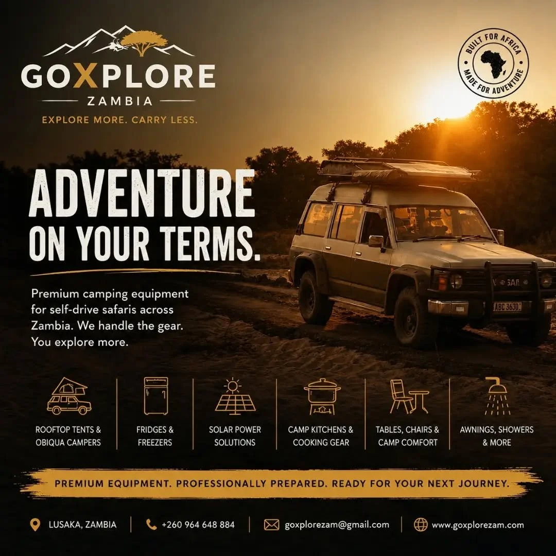 Adventure starts where the tarmac ends.

Picture yourself waking up to the sounds of the African bush, watching the sunrise with a fresh cup of coffee, and spending your days exploring Zambia's incredible wilderness.

At GoXplore Zambia, we provide p