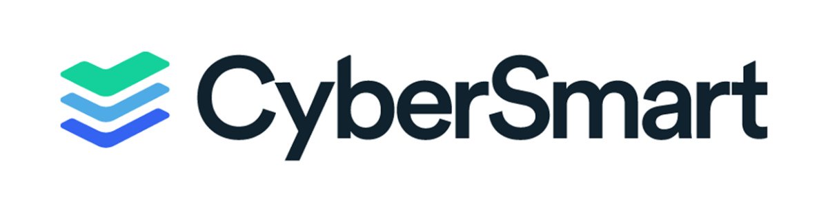CyberSmart logo with an icon of stacked layers in green, light blue, and dark blue, and the company name in black text.