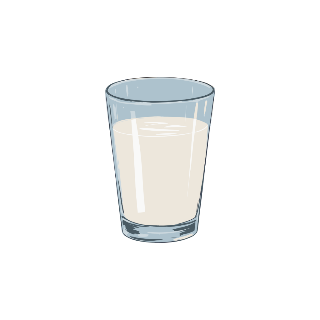 Ilustración de babyccino en vaso de cristal, incluido en el menú infantil de Explora Family Café Madrid