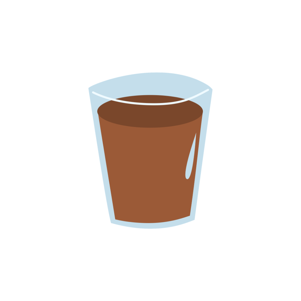 Ilustración de colacao en vaso de cristal, incluido en el menú infantil de Explora Family Café Madrid