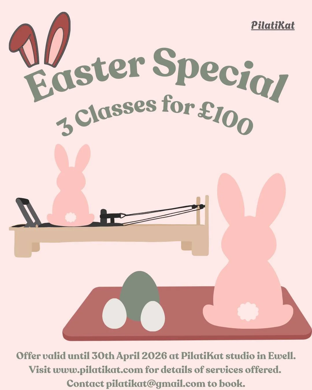 EASTER SPECIAL...grab this amazing deal now, 3 private classes with me at my home studio for just &pound;100. Offer valid until 31/04/26 and subject to availability.