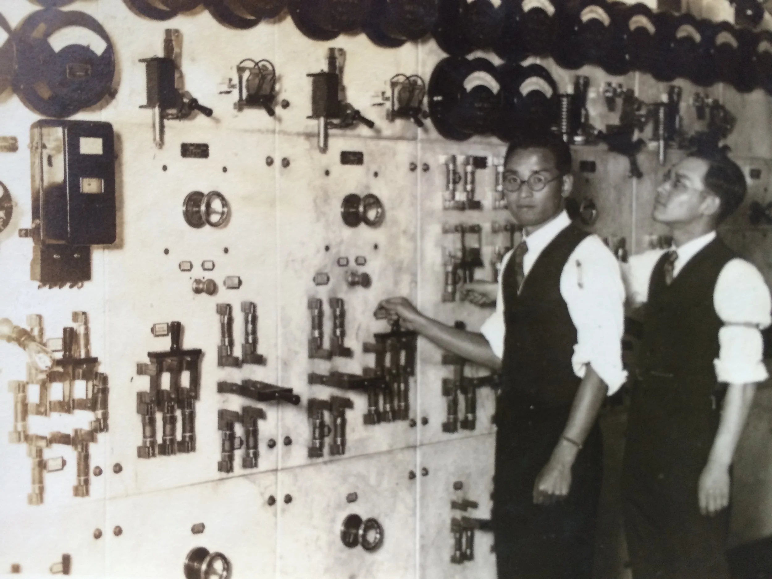 My uncle Kunimitsu (”Papa") at work as an electrical engineer in Manchuria 1930's