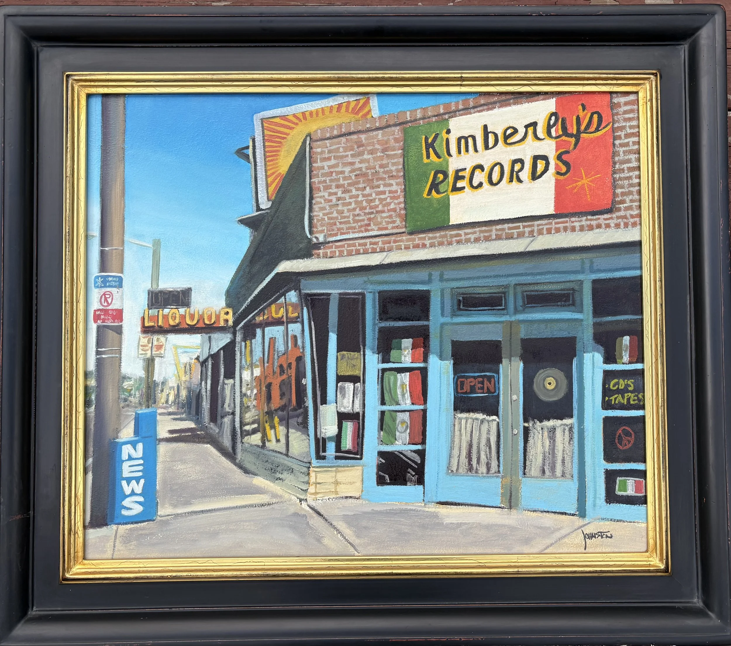 "Kimberly's Records"  oil, "20 x 24"  (framed) $1500  (unframed)  $1200