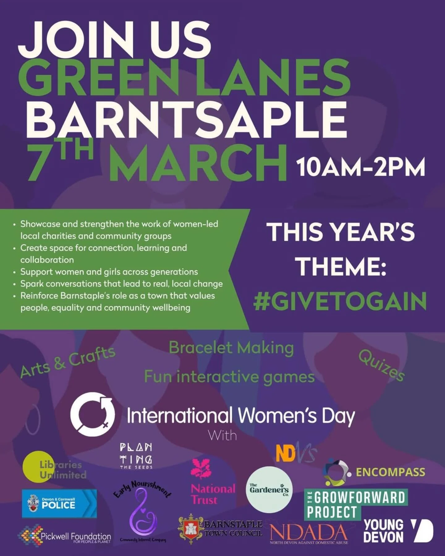 We&rsquo;ll be In @greenlanesshopping today, come for a chat and learn about what our community are doing to support those facing brutal oppression. #IWD26
