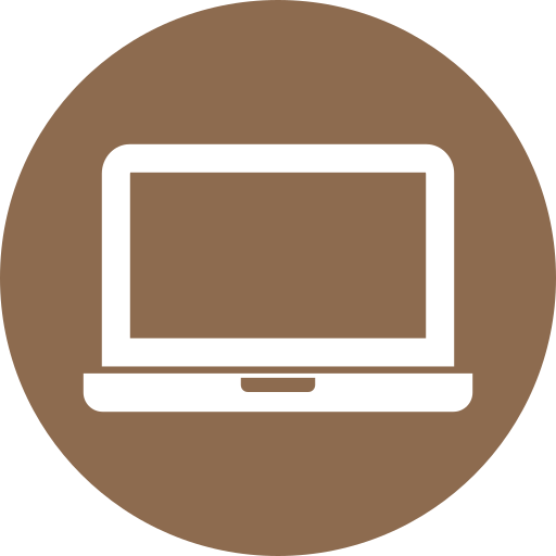 Ein Laptop-Symbol auf braunem Hintergrund.