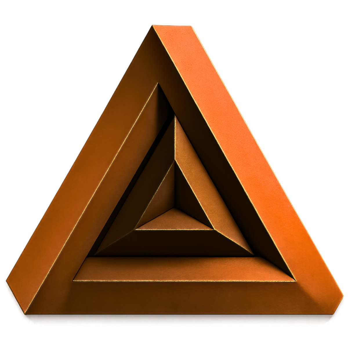 LOGO DO APLICATIVO DE GERENCIAMENTO DE METAS, COMISSIÕES E BONIFICAÇÕES, META TETRA 360º - TRIANGULO TETRAENDRO ESTILIZADO DA COR LARANJA