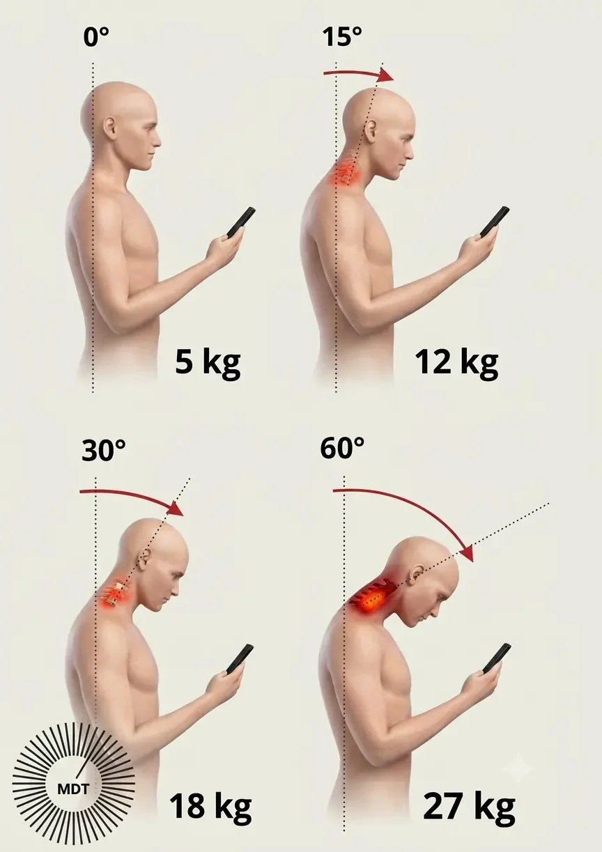 Forward head posture increases the load on the neck