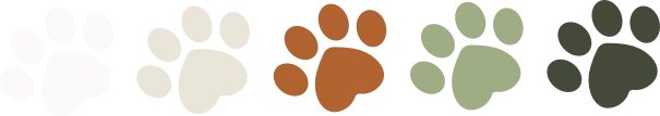 Multiple paw prints in different colors, including white, cream, brown, green, and black, on a transparent background.